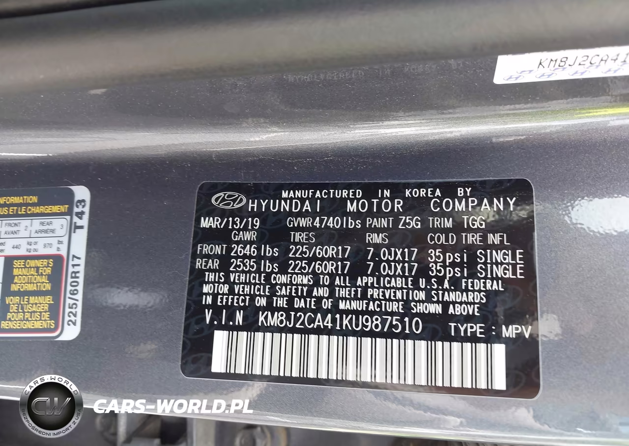 2019 Hyundai Tucson Se VIN:KM8J2CA41KU987510 - 9