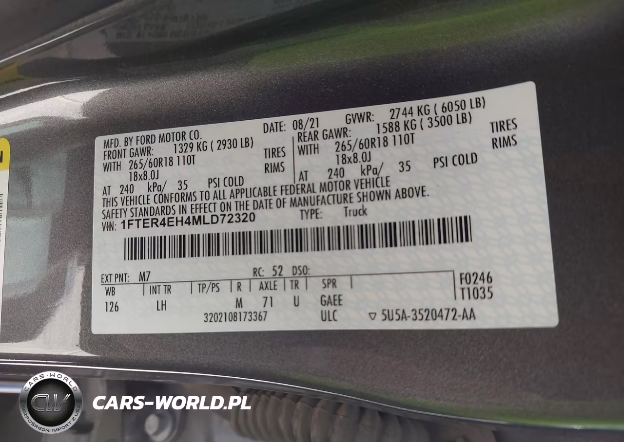 2021 Ford Ranger Xl VIN:1FTER4EH4MLD72320 - 9
