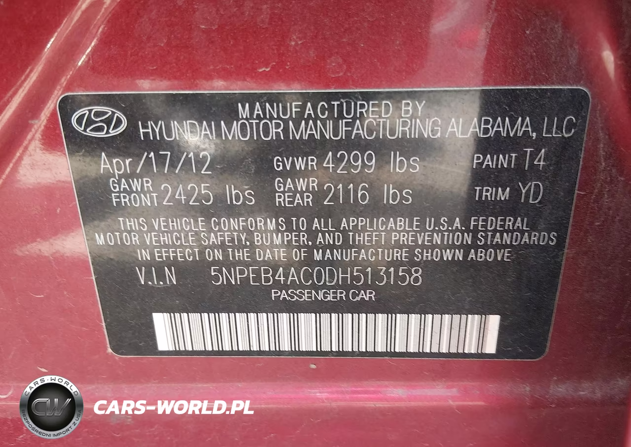 2013 Hyundai Sonata Gls VIN:5NPEB4AC0DH513158 - 9