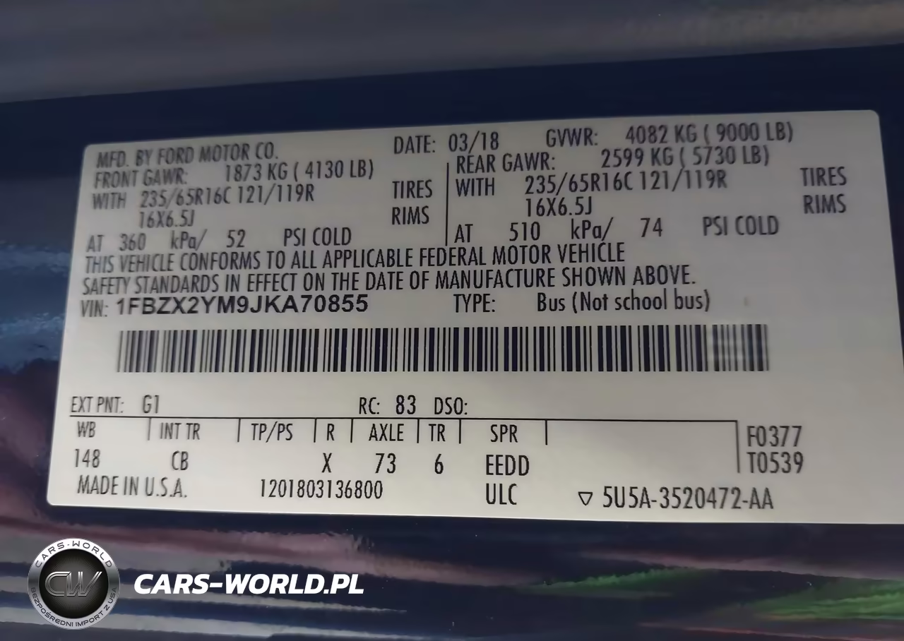 2018 Ford Transit-350 Xl VIN:1FBZX2YM9JKA70855 - 9
