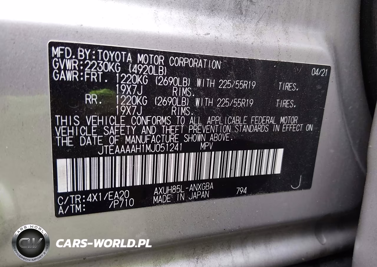 2021 Toyota Venza Xle VIN:JTEAAAAH1MJ051241 - 9
