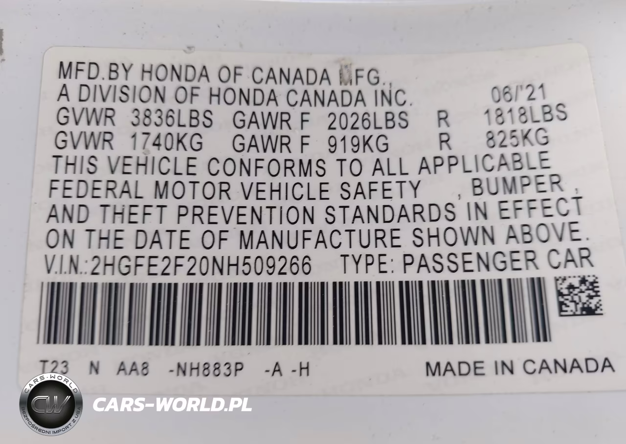 2022 Honda Civic Lx VIN:2HGFE2F20NH509266 - 9