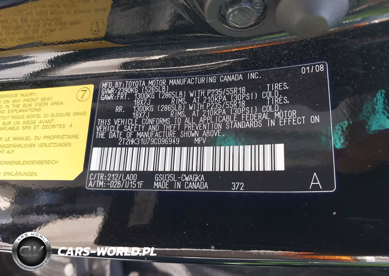 2009 Lexus Rx 350 VIN:2T2HK31U79C096949 - 9