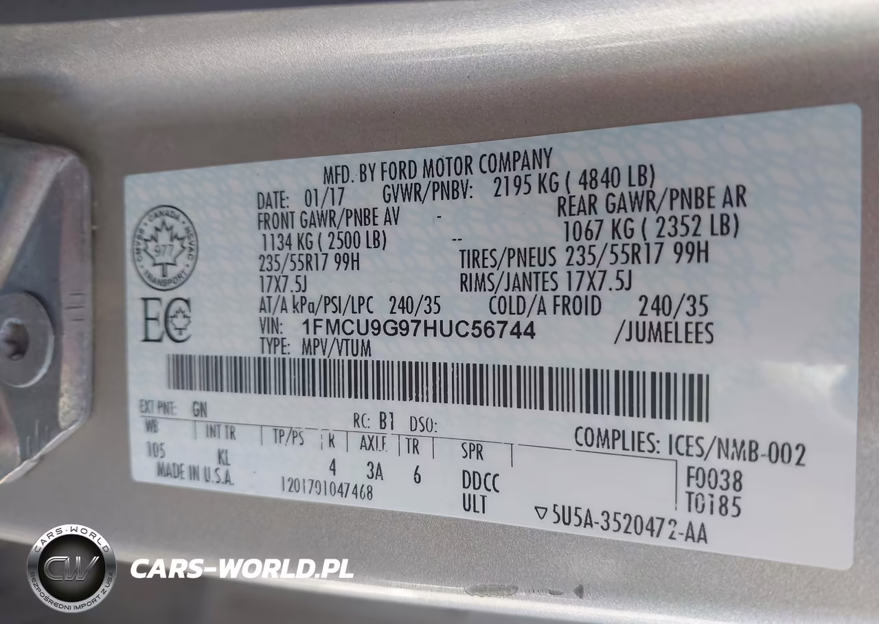 2017 Ford Escape Se VIN:1FMCU9G97HUC56744 - 9