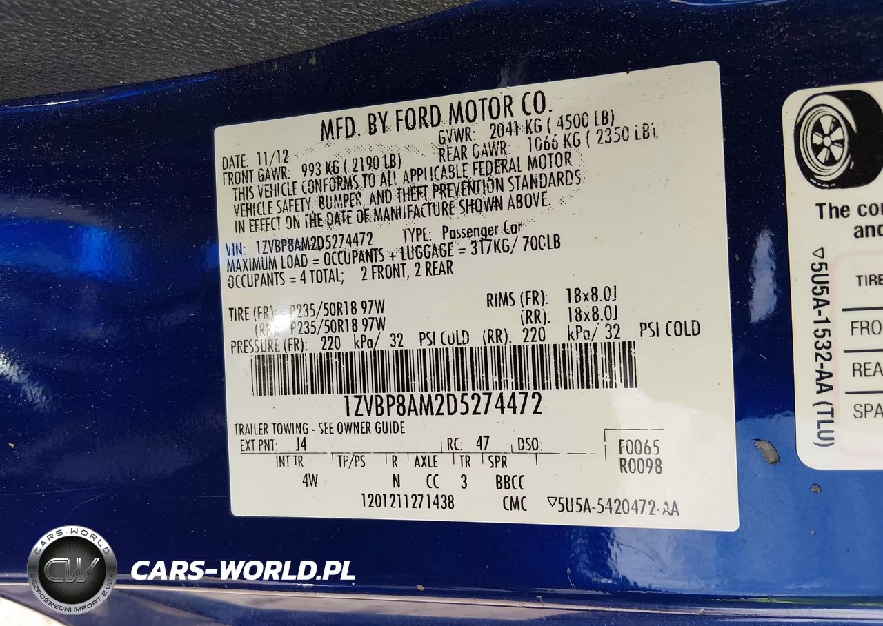 2013 Ford Mustang V6 Premium VIN:1ZVBP8AM2D5274472 - 9