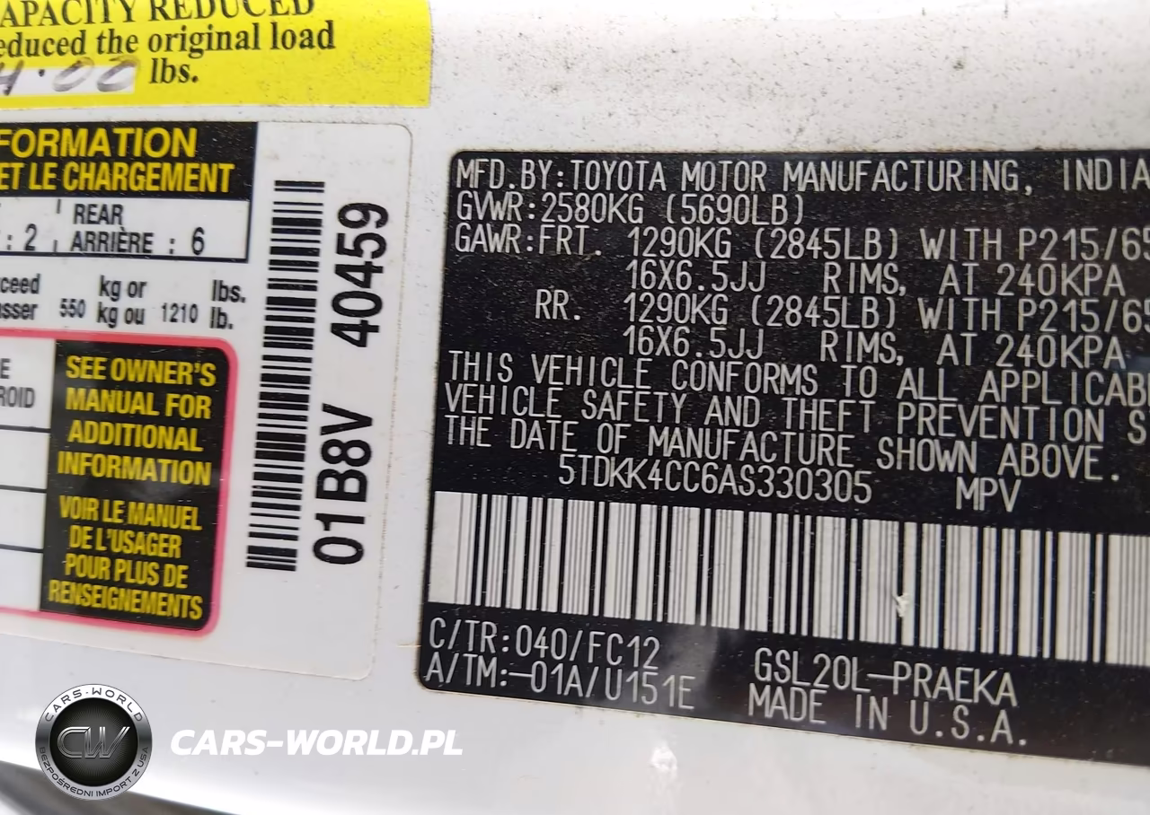 2010 Toyota Sienna Le VIN:5TDKK4CC6AS330305 - 9