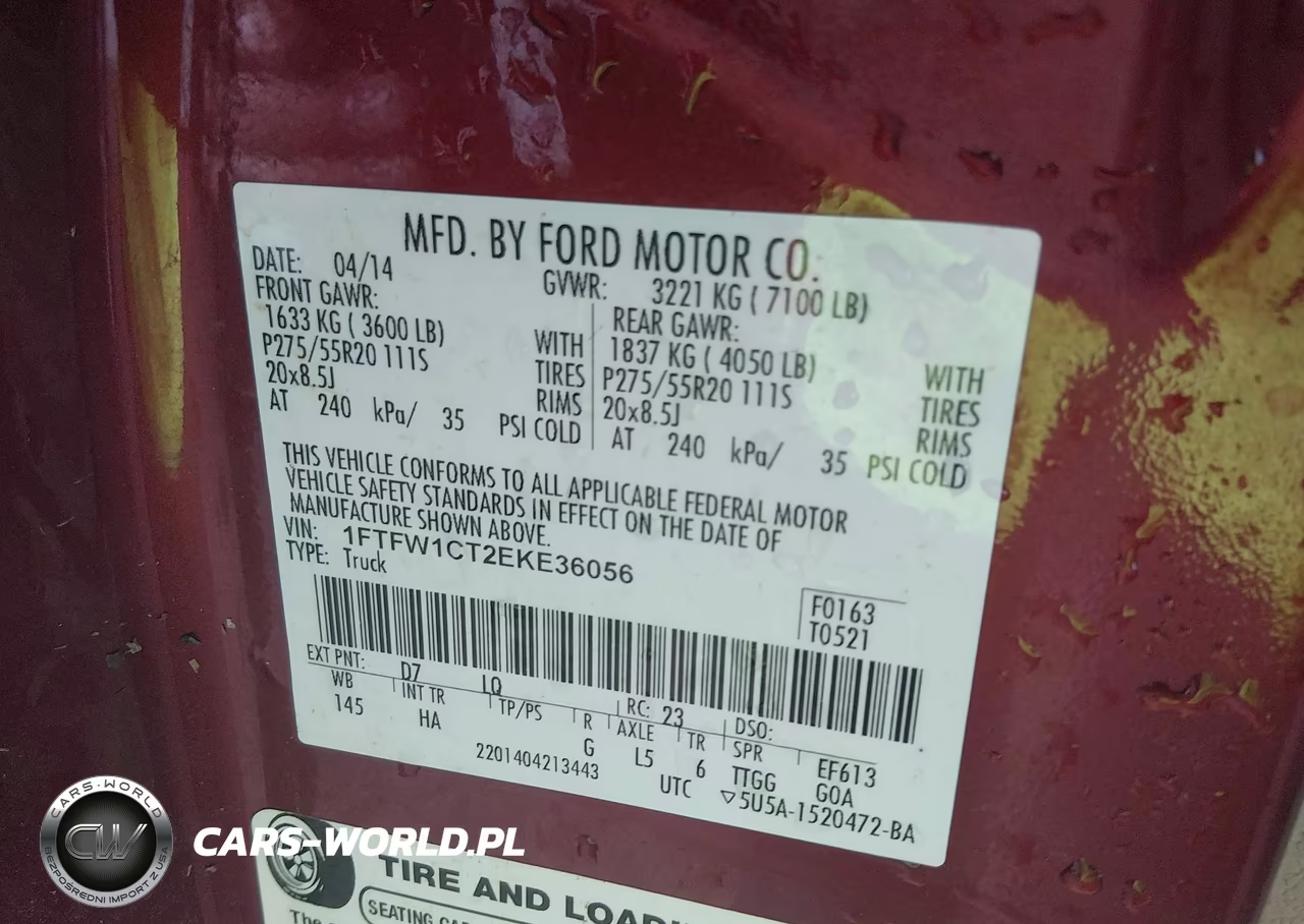 2014 Ford F-150 Lariat VIN:1FTFW1CT2EKE36056 - 9
