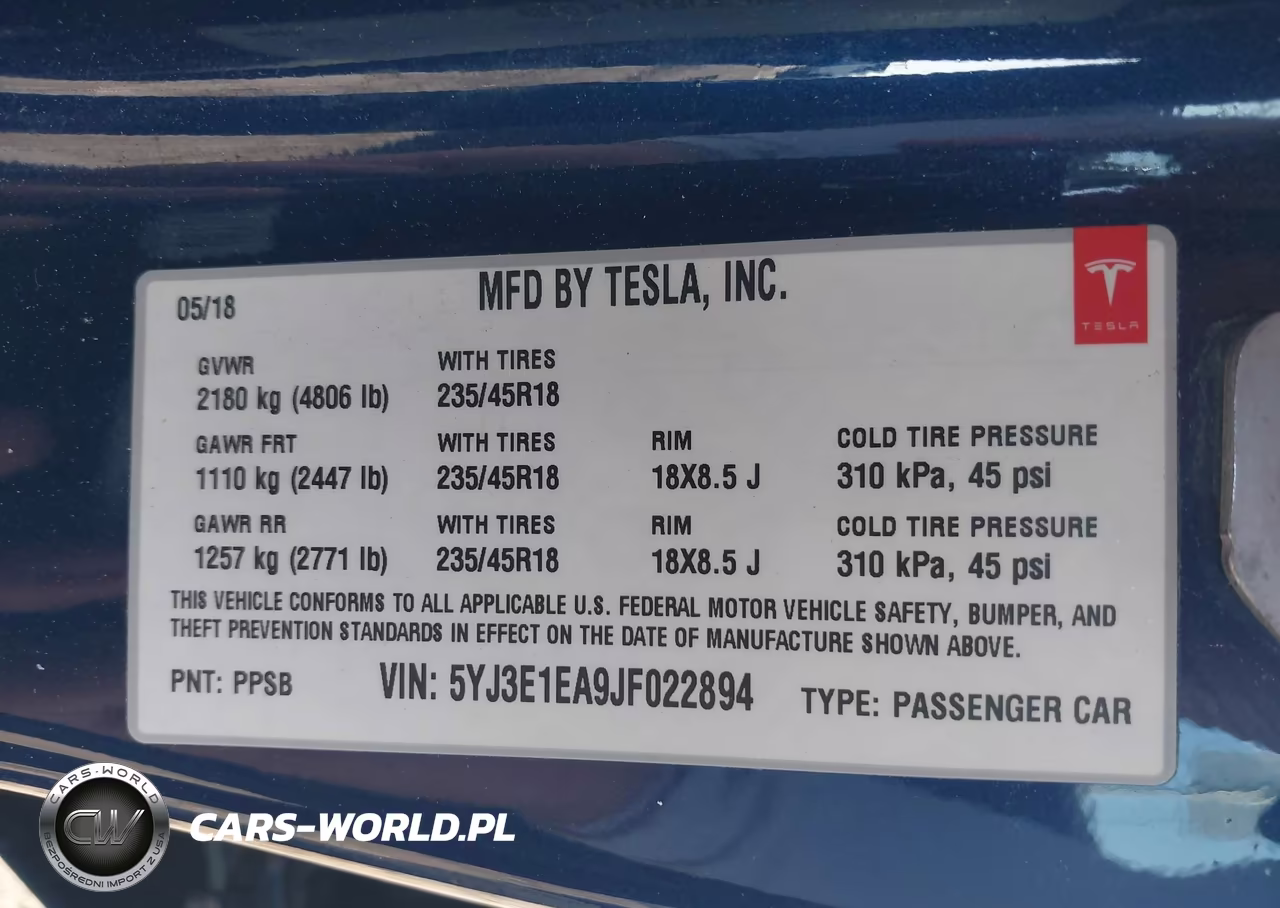 2018 Tesla Model 3 Long Range-Mid Range VIN:5YJ3E1EA9JF022894 - 9