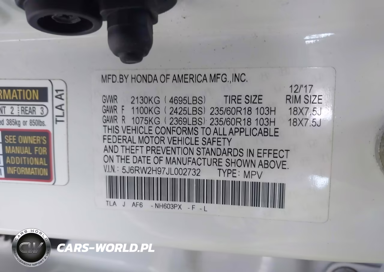 2018 Honda Cr-V Touring VIN:5J6RW2H97JL002732 - 9