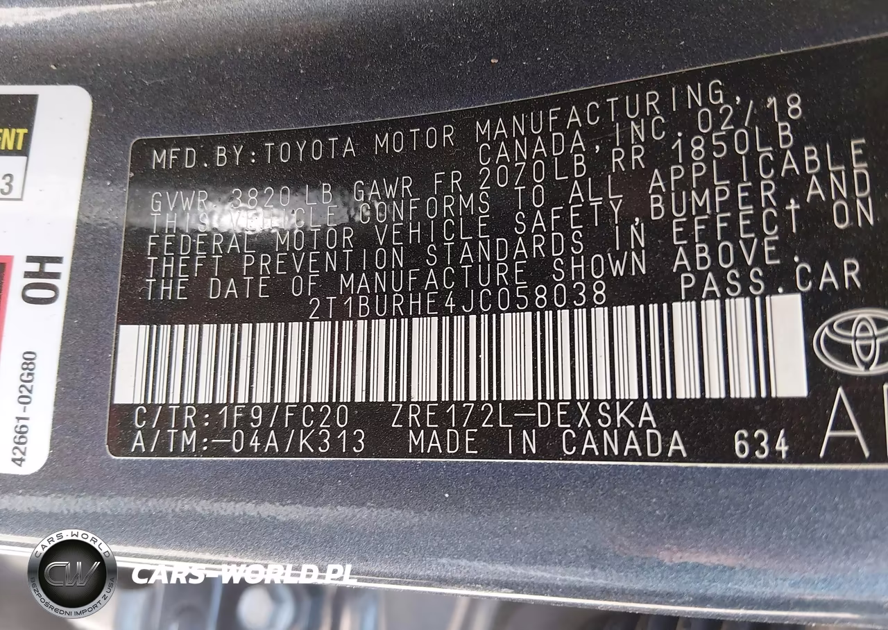 2018 Toyota Corolla Se VIN:2T1BURHE4JC058038 - 9