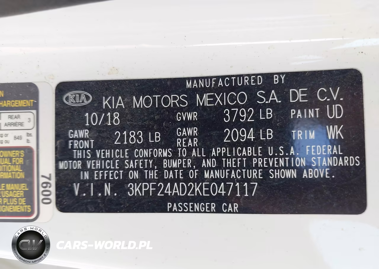 2019 Kia Forte Lxs VIN:3KPF24AD2KE047117 - 9