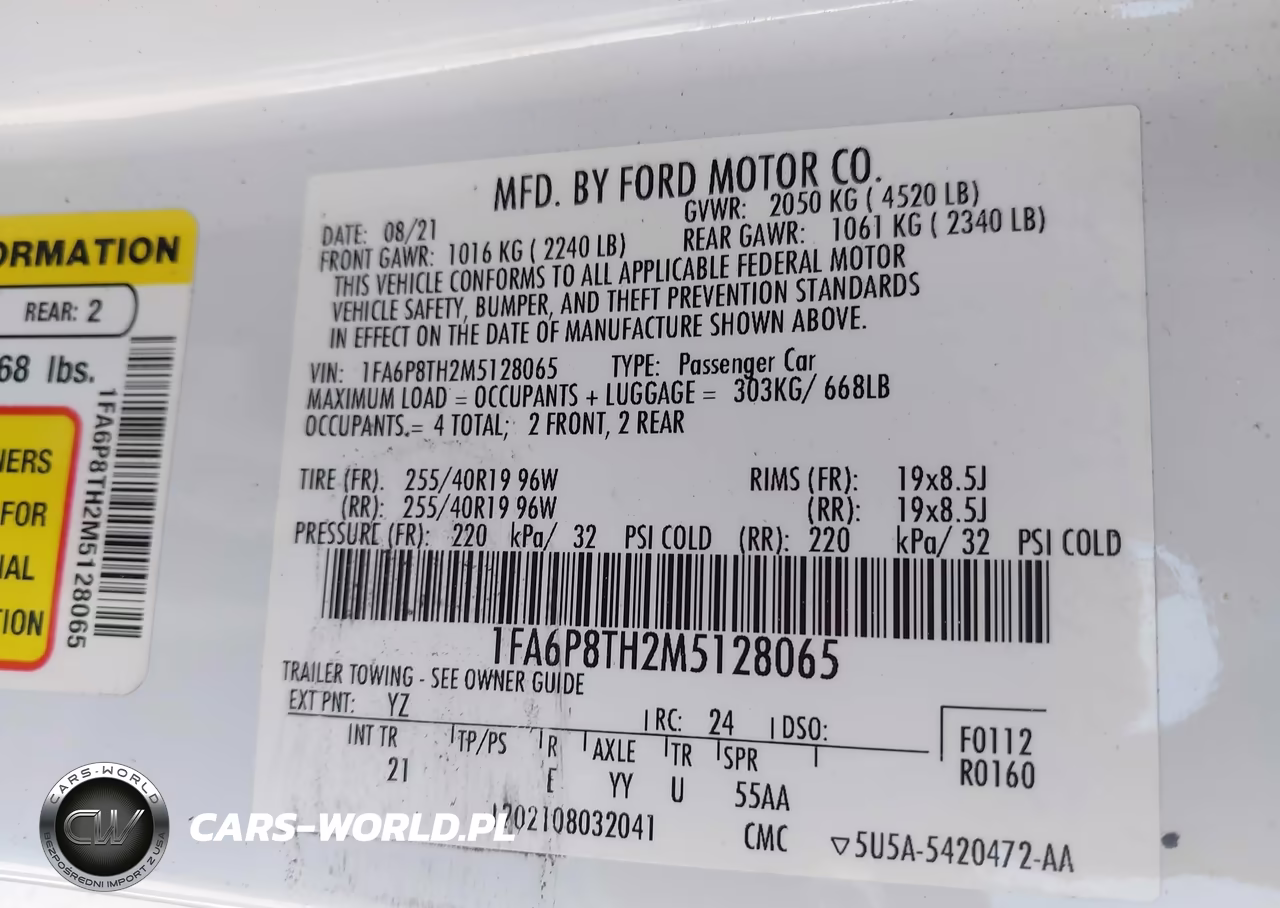 2021 Ford Mustang Ecoboost Fastback VIN:1FA6P8TH2M5128065 - 9