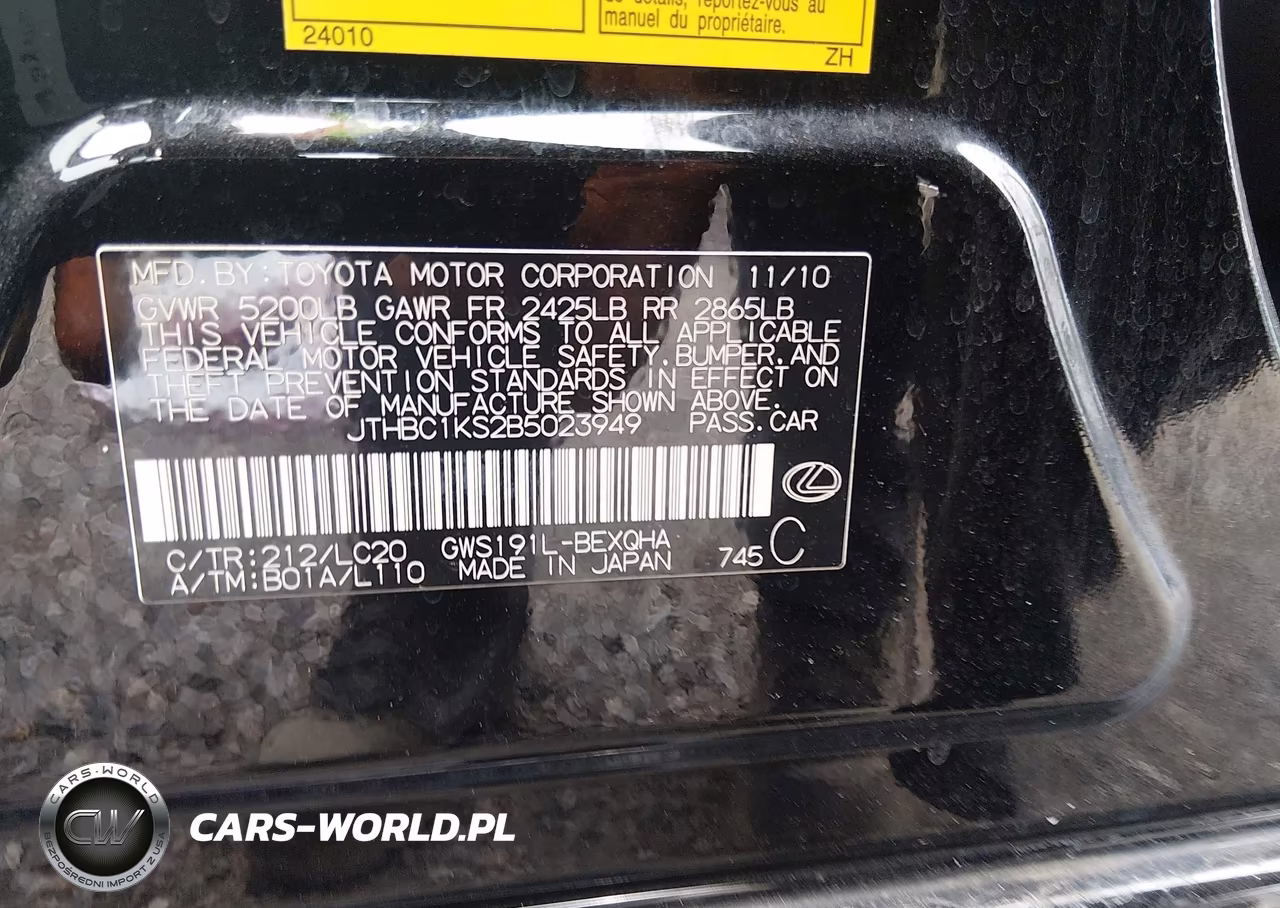 2011 Lexus Gs 450H VIN:JTHBC1KS2B5023949 - 9