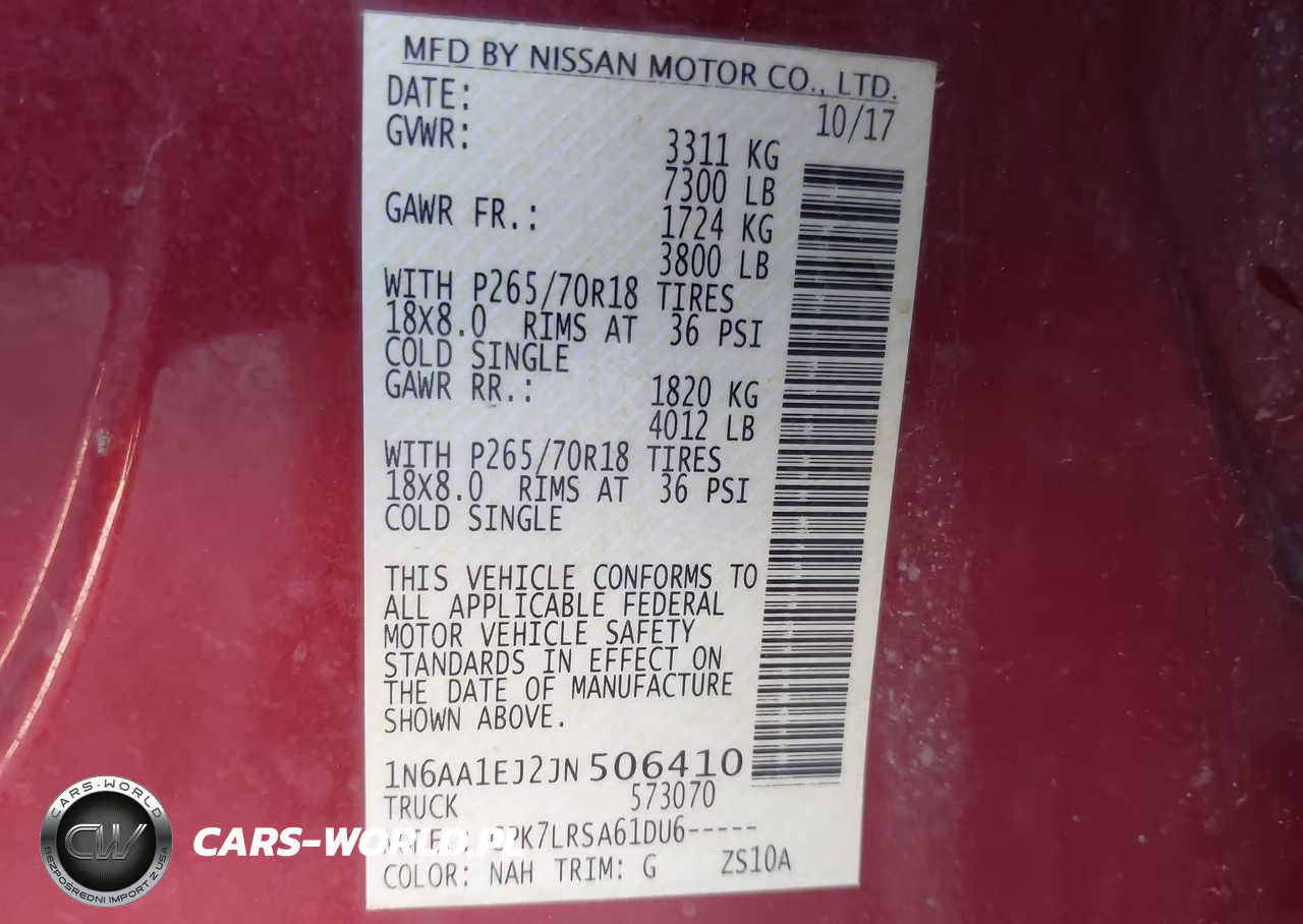 2018 Nissan Titan S VIN:1N6AA1EJ2JN506410 - 9