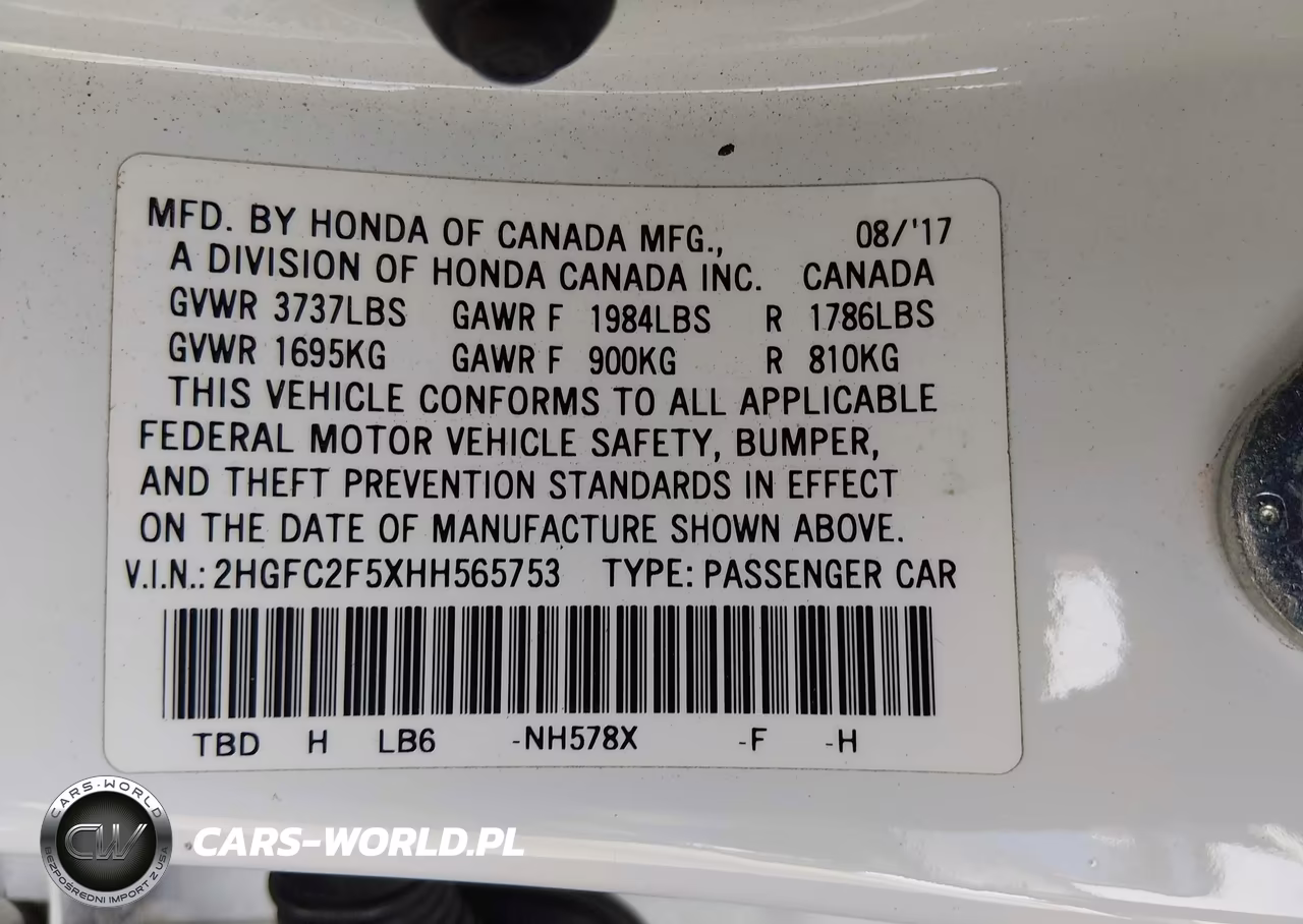 2017 Honda Civic Lx VIN:2HGFC2F5XHH565753 - 9