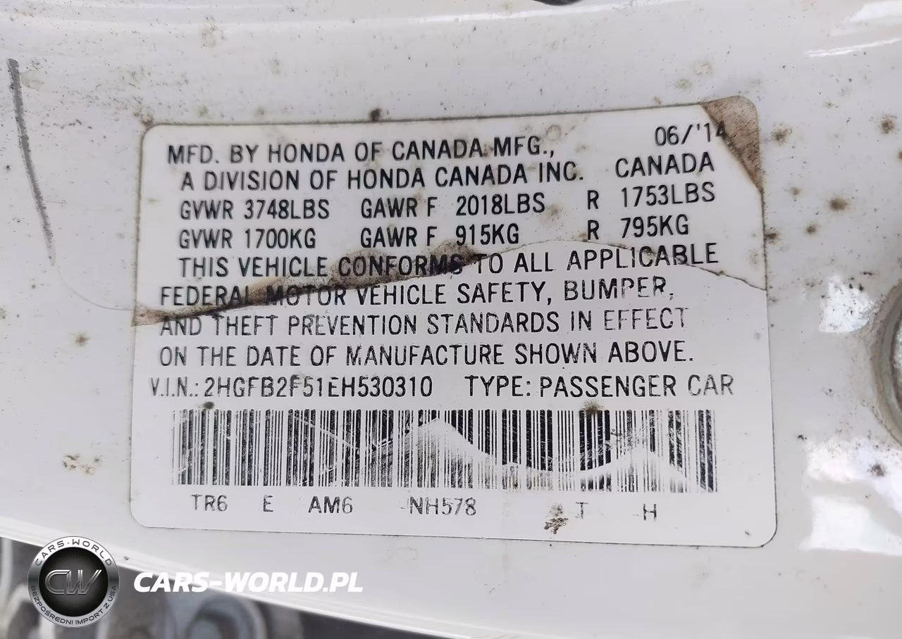2014 Honda Civic Lx VIN:2HGFB2F51EH530310 - 9