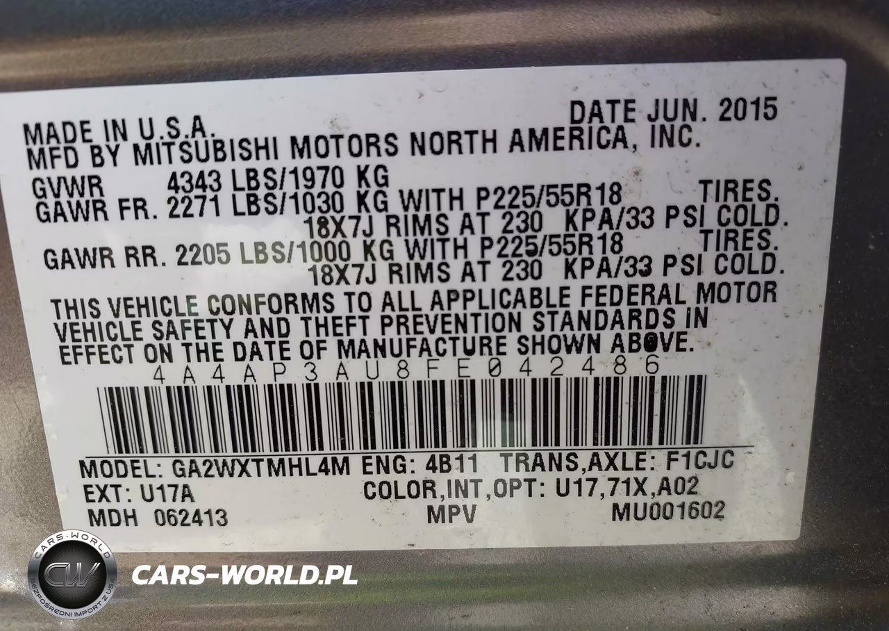 2015 Mitsubishi Outlander Sport Es VIN:4A4AP3AU8FE042486 - 9