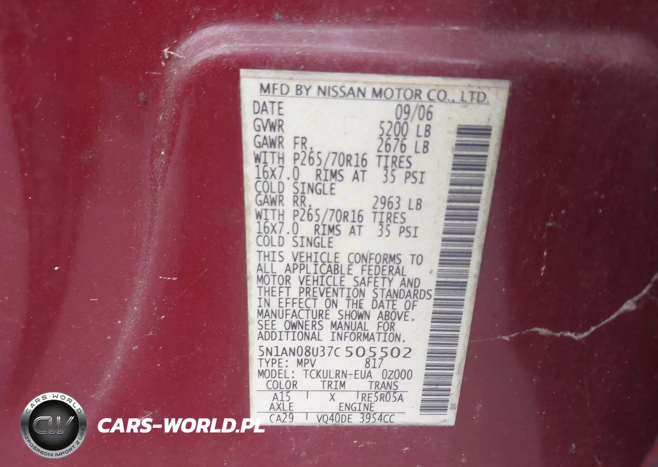 2007 Nissan Xterra S VIN:5N1AN08U37C505502 - 9
