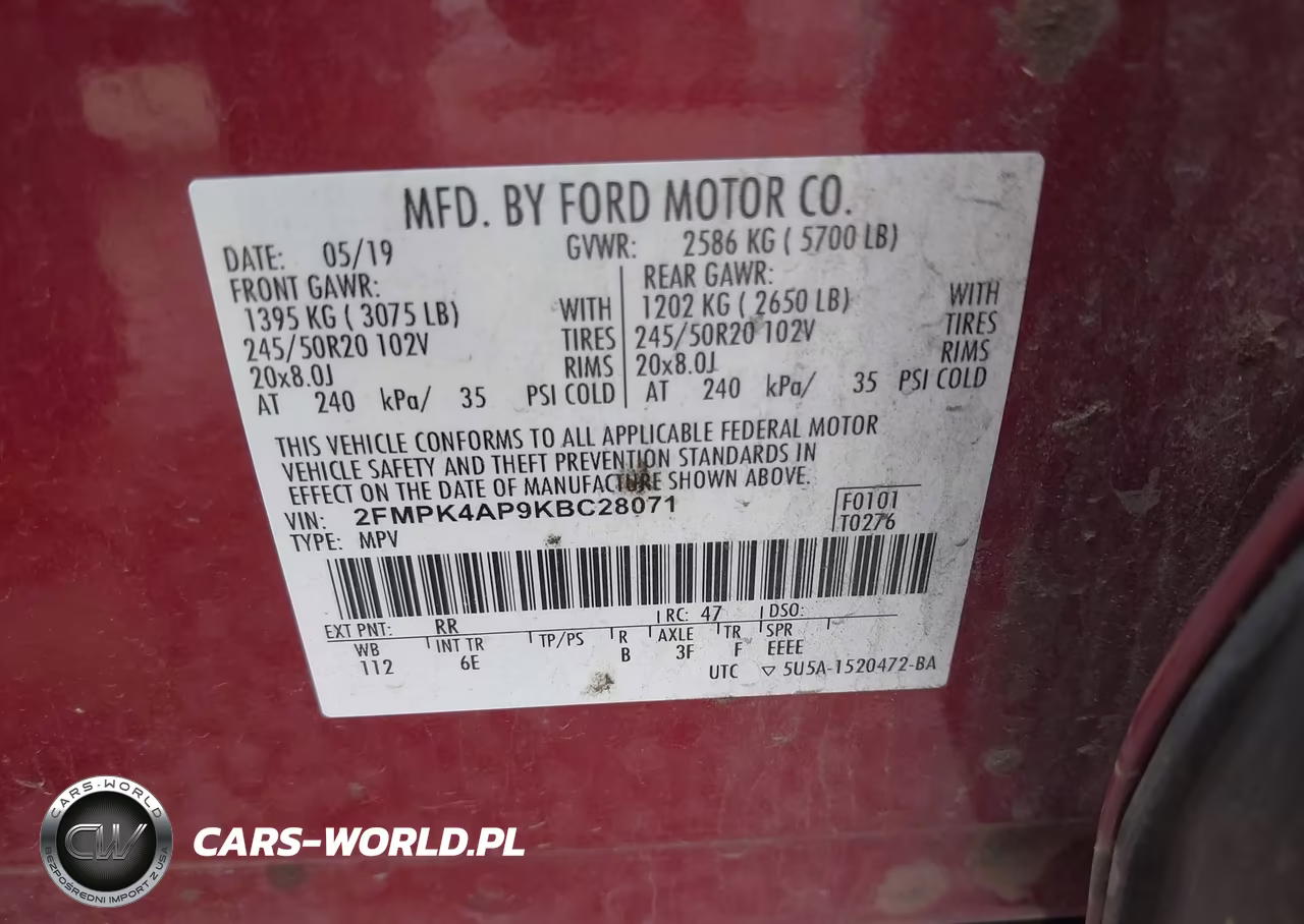 2019 Ford Edge St VIN:2FMPK4AP9KBC28071 - 9