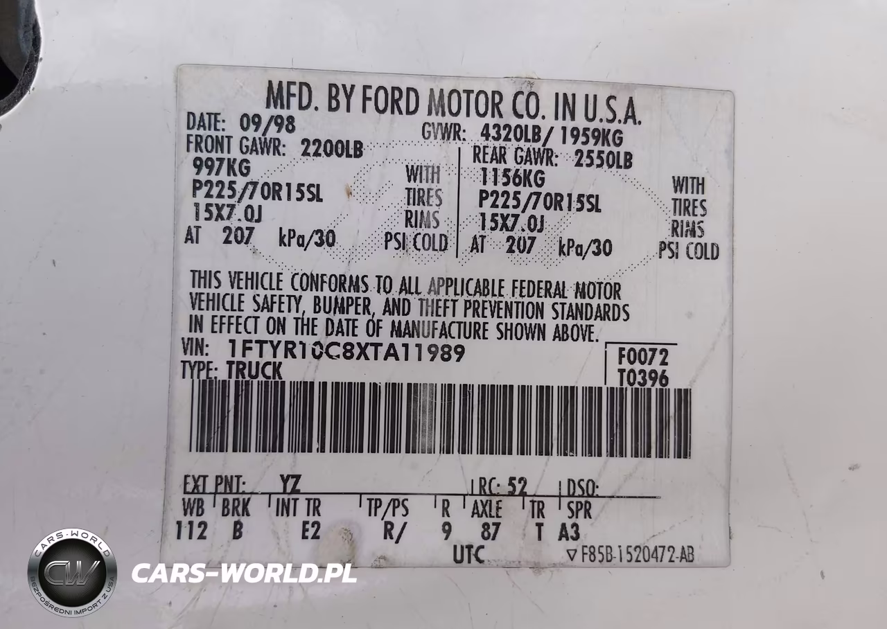 1999 Ford Ranger Xl-Xlt VIN:1FTYR10C8XTA11989 - 9