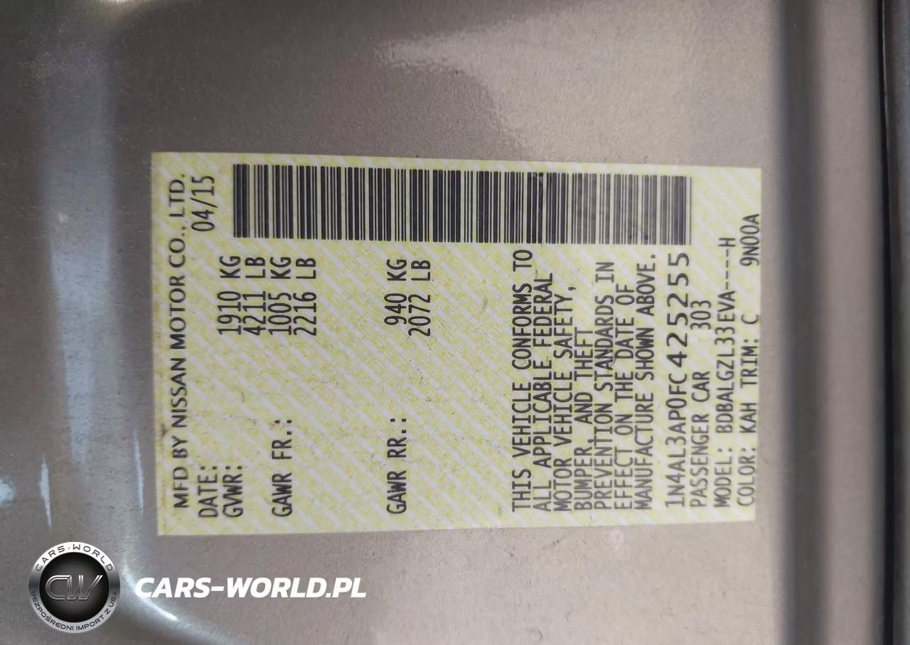 2015 Nissan Altima 2.5 S VIN:1N4AL3AP0FC425255 - 9