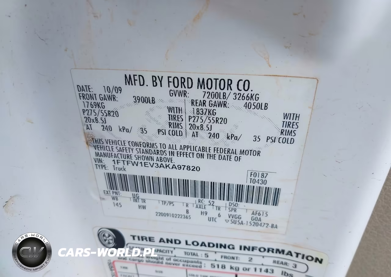 2010 Ford F-150 Fx4-Harley-Davidson-King Ranch-Lariat-Platinum-Xl-Xlt VIN:1FTFW1EV3AKA97820 - 9