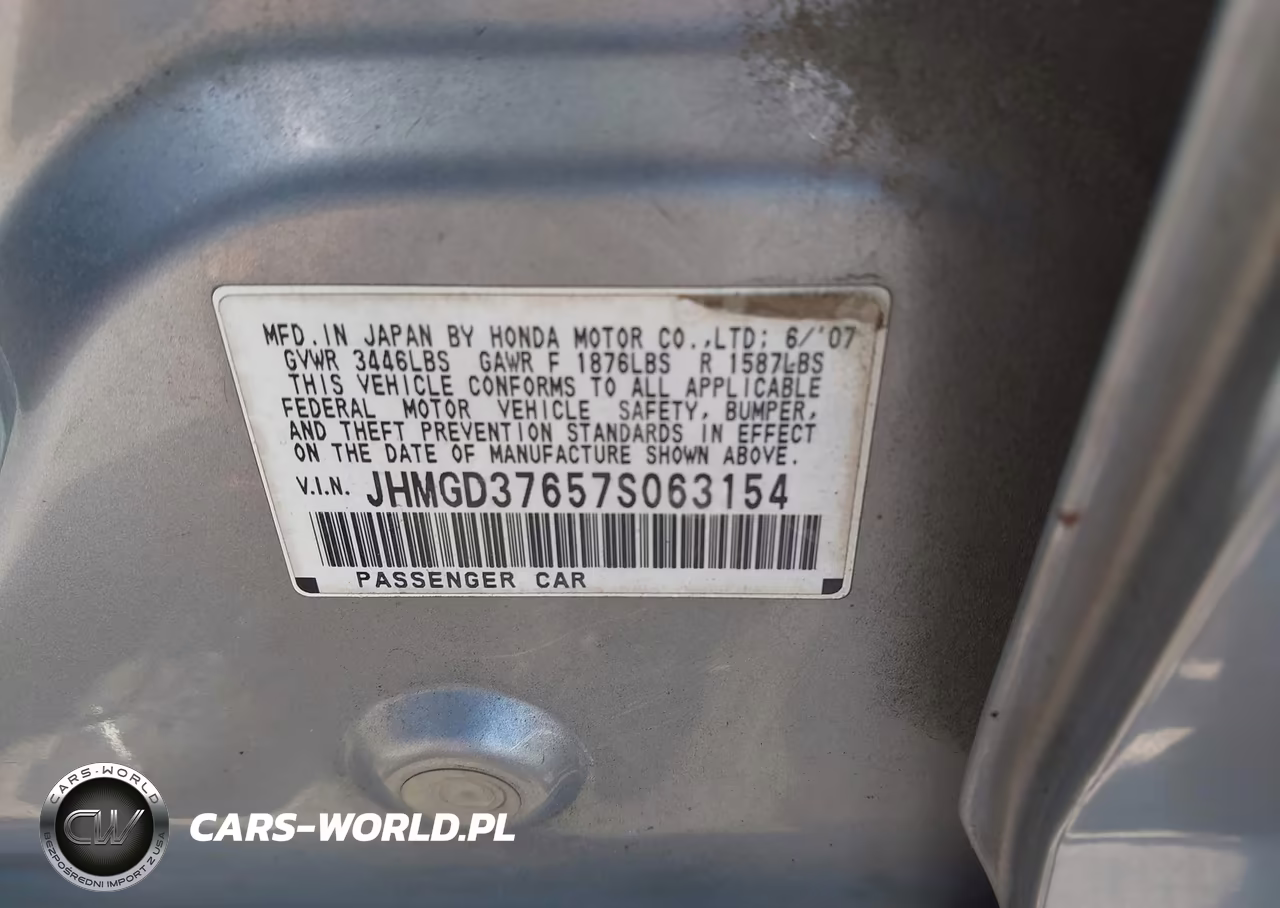 2007 Honda Fit Sport VIN:JHMGD37657S063154 - 9