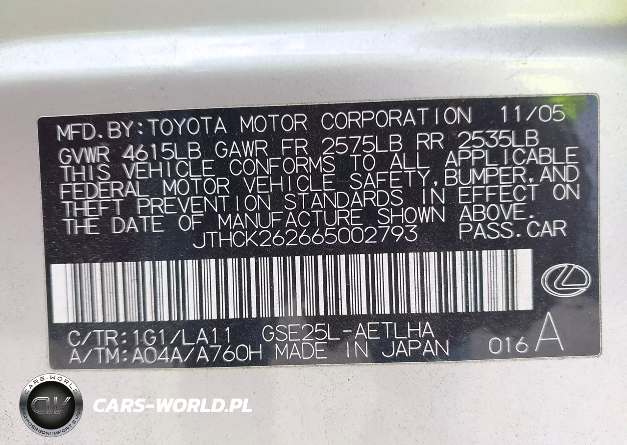 2006 Lexus Is 250 VIN:JTHCK262665002793 - 9