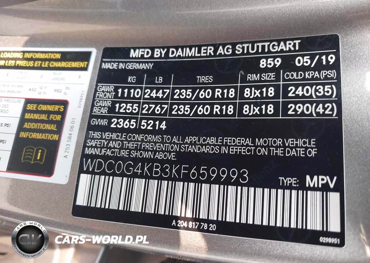 2019 Mercedes-Benz Glc 300 4Matic VIN:WDC0G4KB3KF659993 - 9