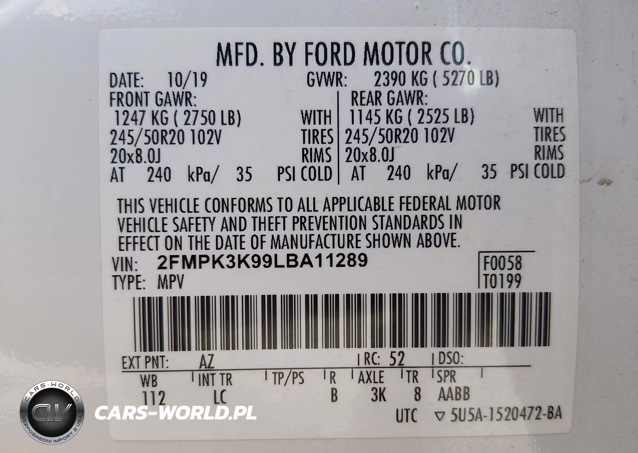 2020 Ford Edge Titanium VIN:2FMPK3K99LBA11289 - 9