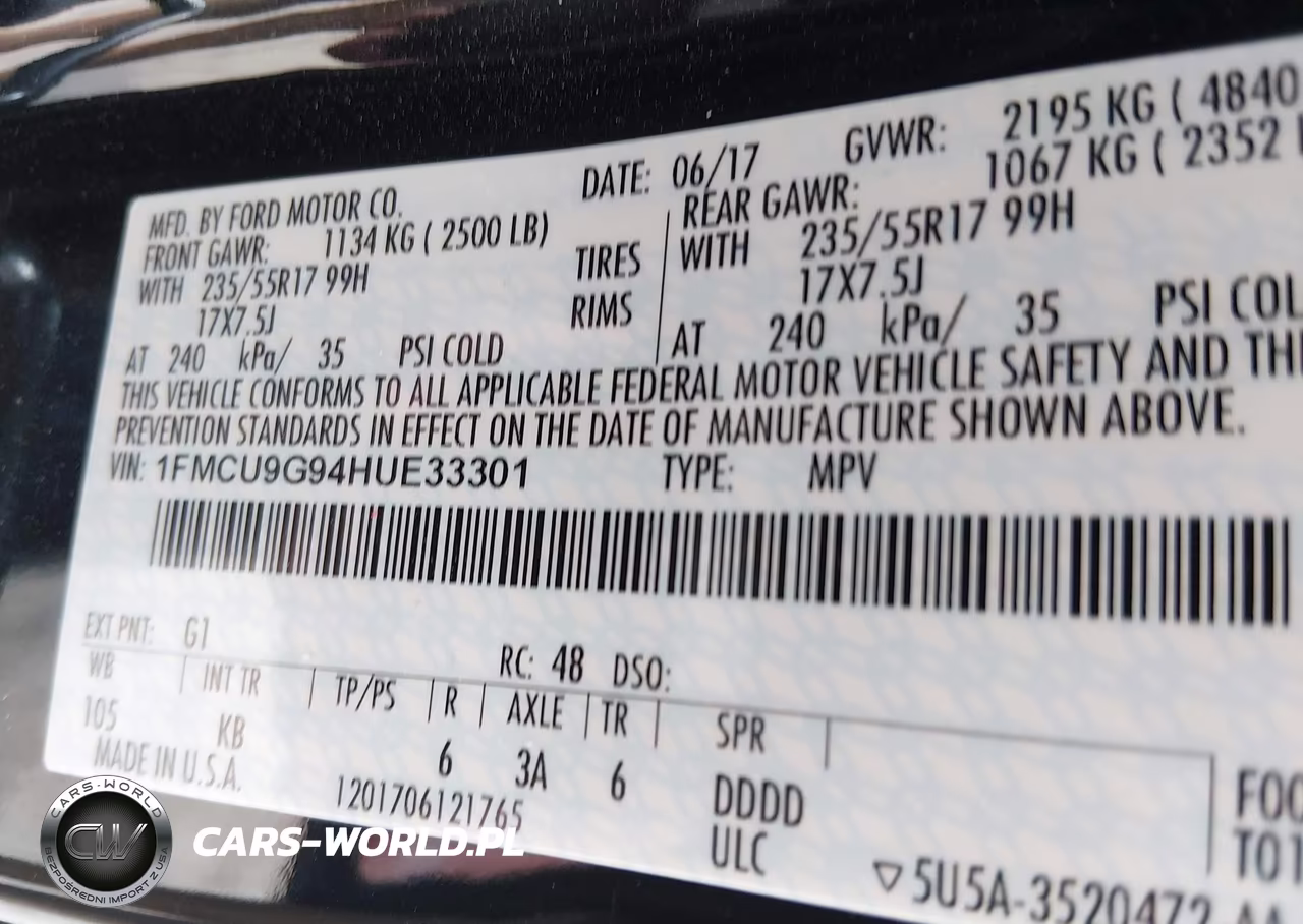 2017 Ford Escape Se VIN:1FMCU9G94HUE33301 - 9