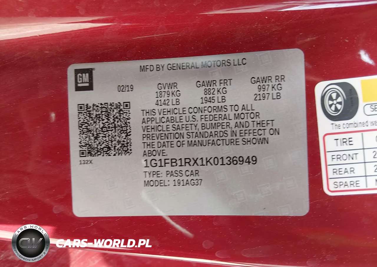 2019 Chevrolet Camaro 1Lt VIN:1G1FB1RX1K0136949 - 9