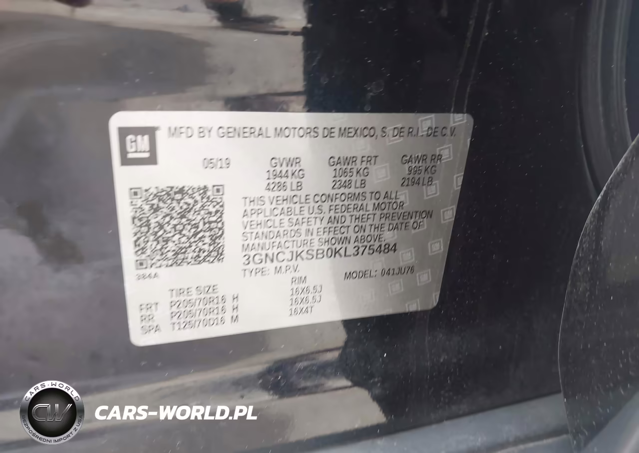 2019 CHEVROLET TRAX LS VIN:3GNCJKSB0KL375484 - 9
