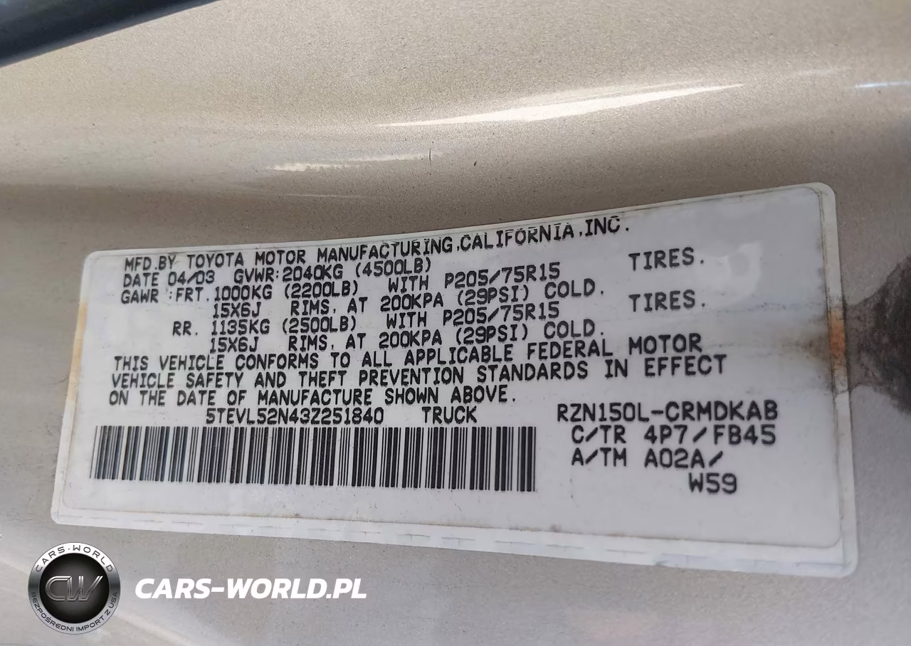 2003 Toyota Tacoma VIN:5TEVL52N43Z251840 - 9