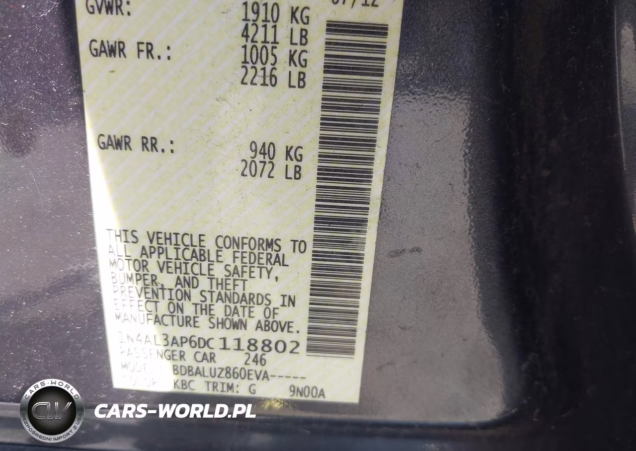 2013 Nissan Altima 2.5 Sv VIN:1N4AL3AP6DC118802 - 9