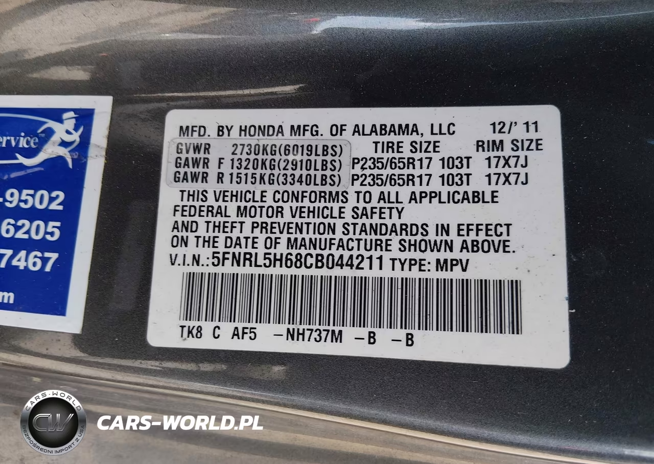 2012 Honda Odyssey Ex-L VIN:5FNRL5H68CB044211 - 9