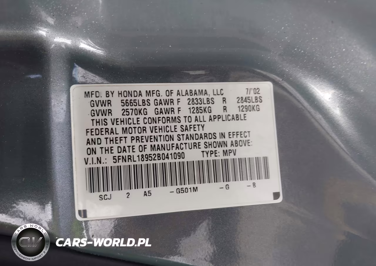 2002 Honda Odyssey Ex-L VIN:5FNRL18952B041090 - 9