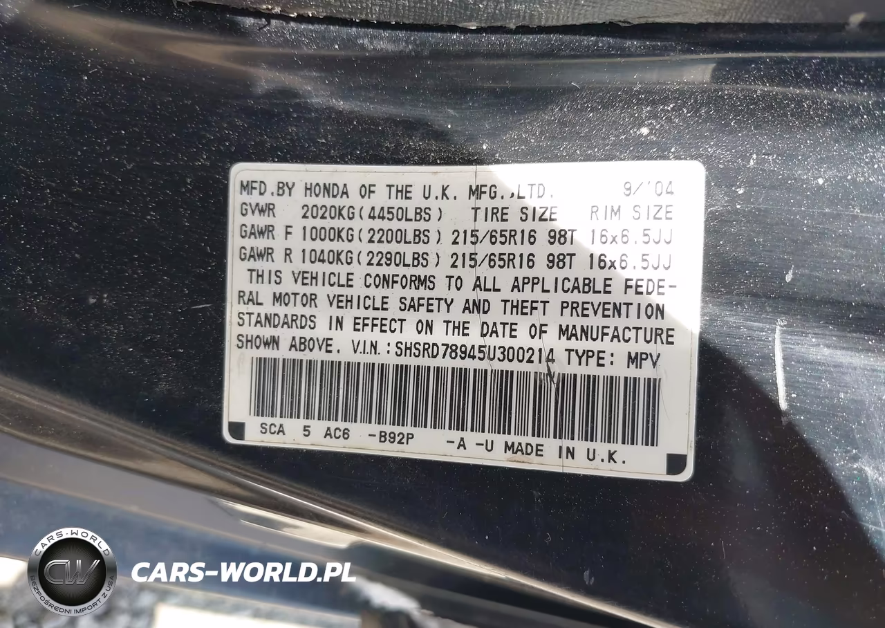2005 Honda Cr-V Se VIN:SHSRD78945U300214 - 9
