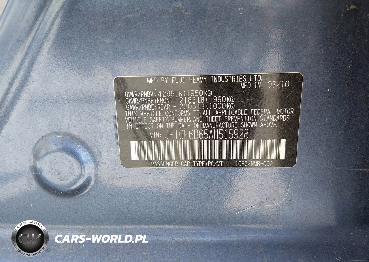 2010 Subaru Impreza 2.5I Premium VIN:JF1GE6B65AH515928 - 9