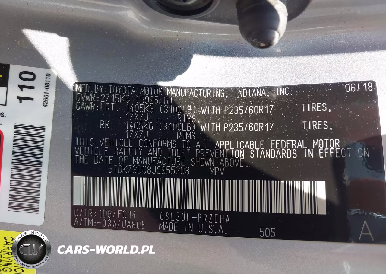 2018 Toyota Sienna Le 8 Passenger VIN:5TDKZ3DC8JS955308 - 9