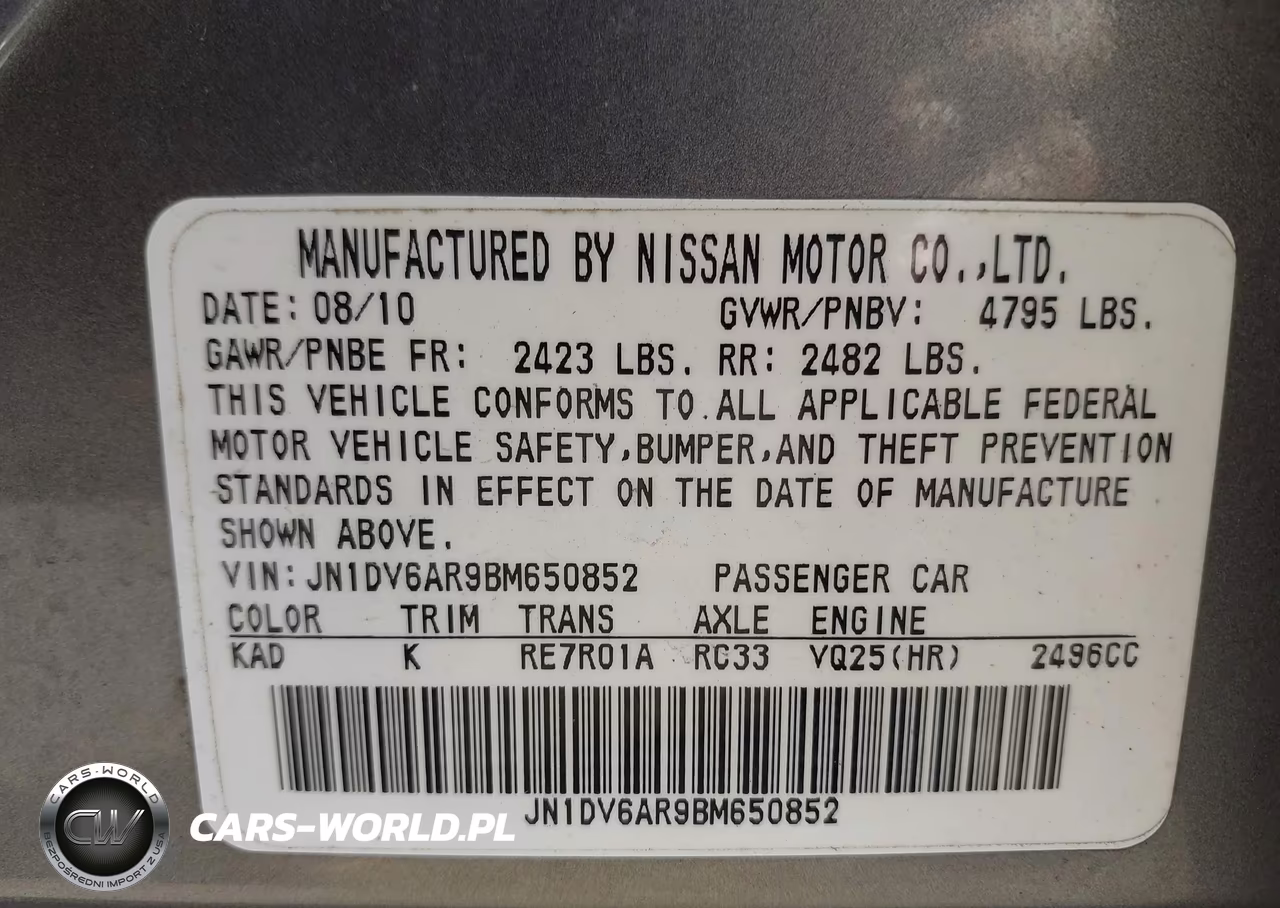 2011 Infiniti G25X VIN:JN1DV6AR9BM650852 - 9