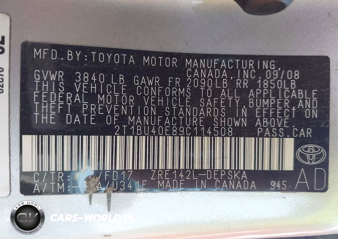 2009 Toyota Corolla S VIN:2T1BU40E89C114508 - 9