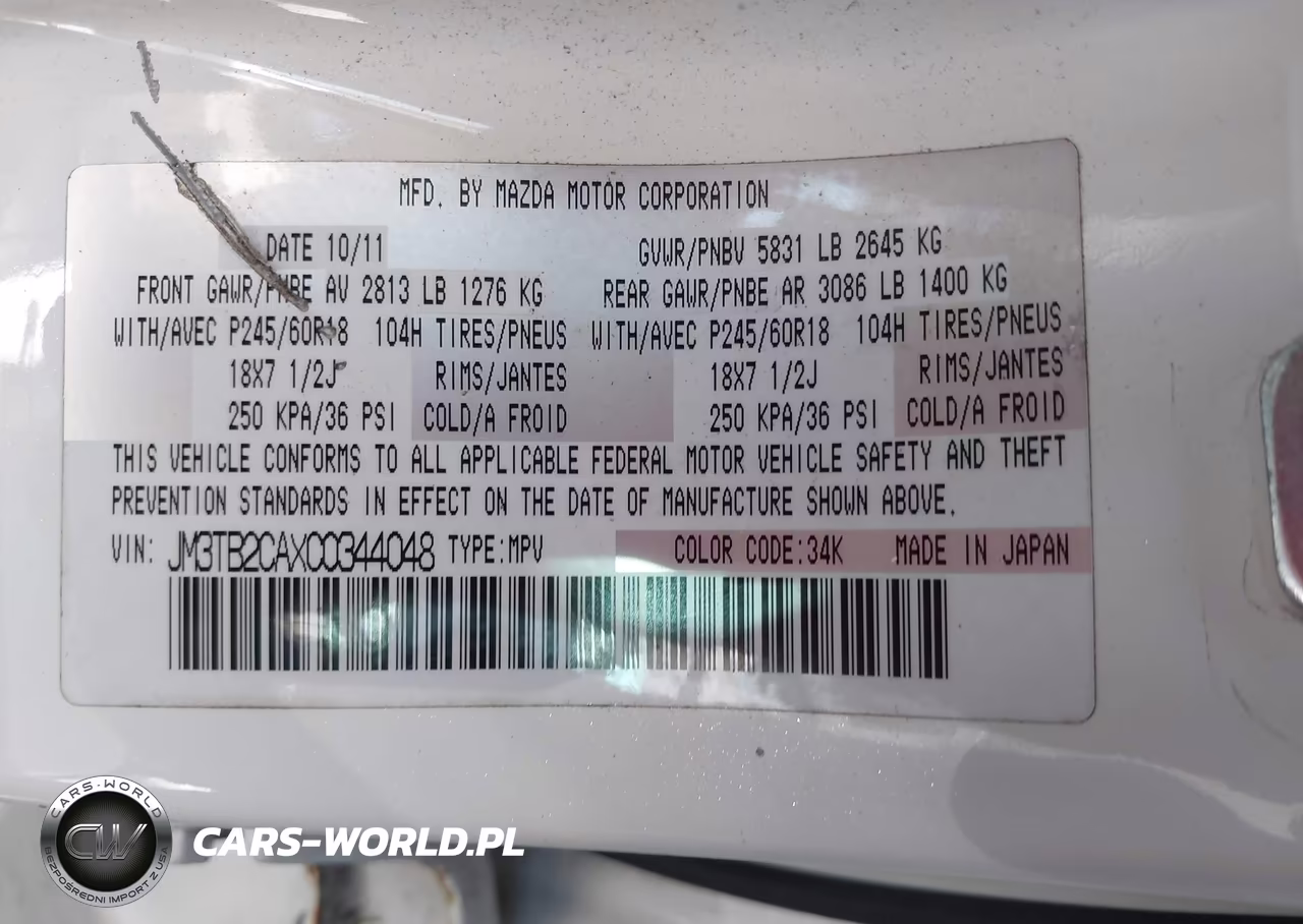 2012 Mazda Cx-9 Touring VIN:JM3TB2CAXC0344048 - 9