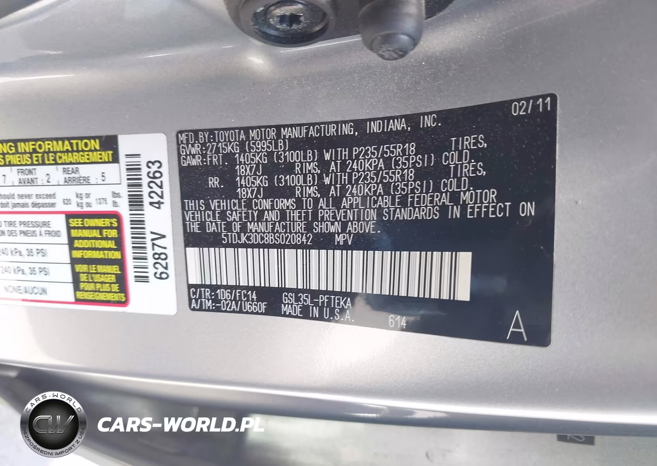 2011 Toyota Sienna Le VIN:5TDJK3DC8BS020842 - 9