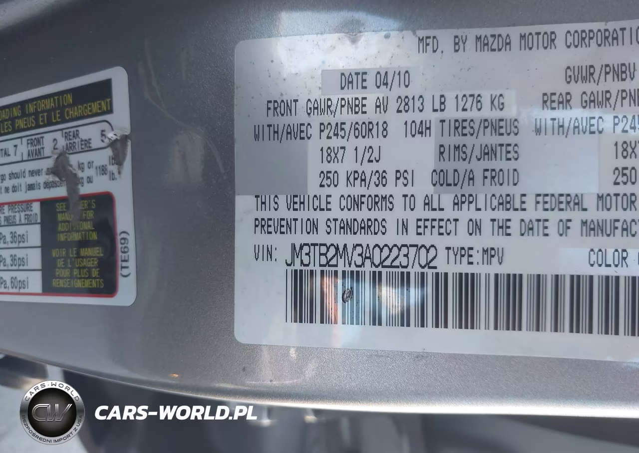 2010 Mazda Cx-9 Touring VIN:JM3TB2MV3A0223702 - 9