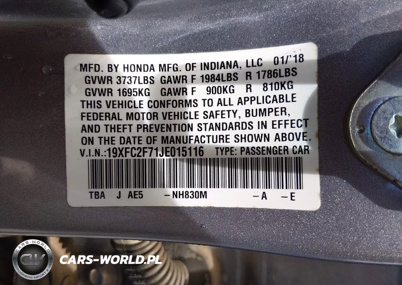 2018 Honda Civic Ex VIN:19XFC2F71JE015116 - 9