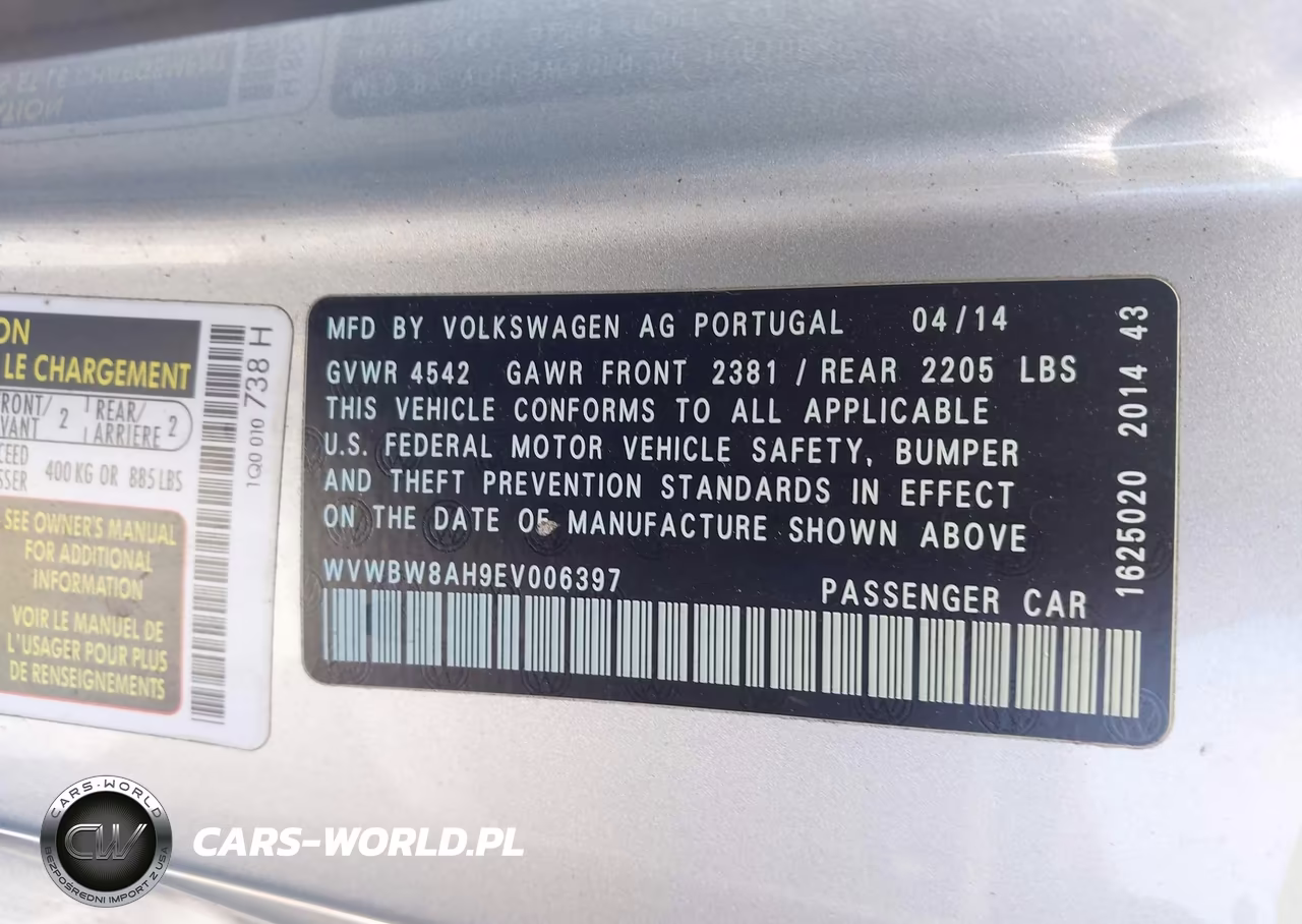 2014 Volkswagen Eos Komfort VIN:WVWBW8AH9EV006397 - 9