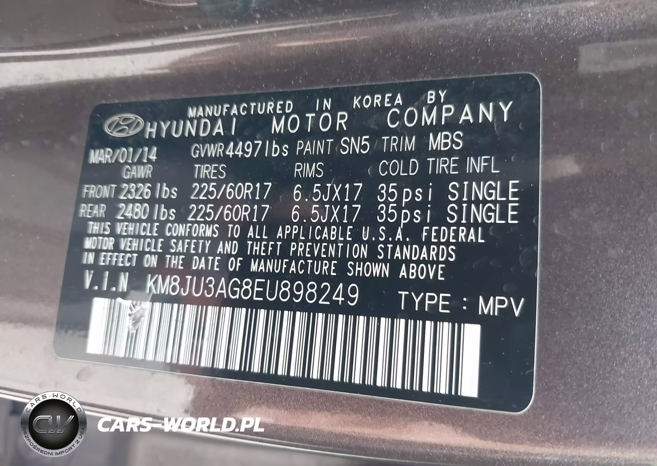 2014 Hyundai Tucson Se VIN:KM8JU3AG8EU898249 - 9