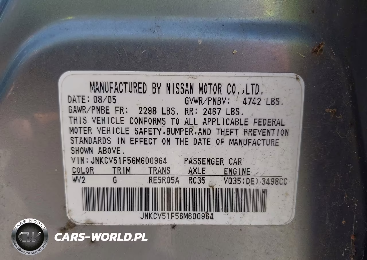 2006 Infiniti G35X VIN:JNKCV51F56M600964 - 9