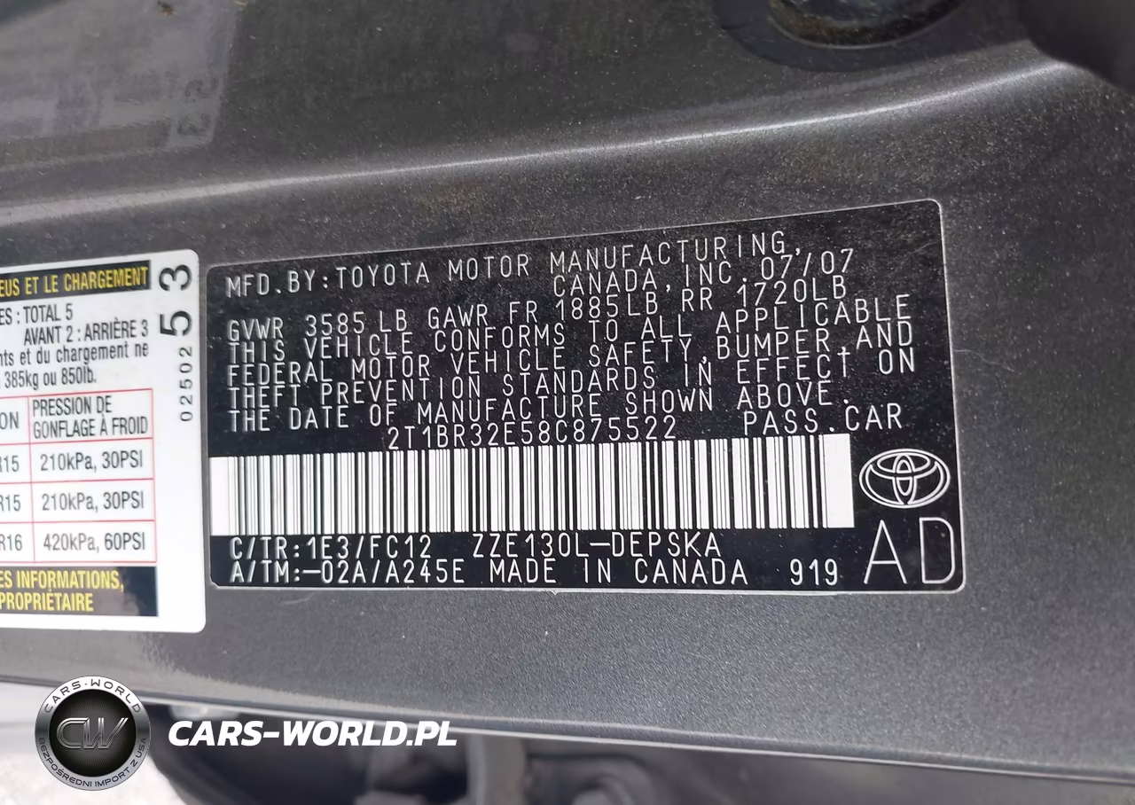 2008 Toyota Corolla S VIN:2T1BR32E58C875522 - 9